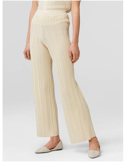 Béžové široké žebrované kalhoty