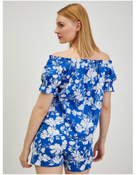 Modrá dámská květovaná halenka