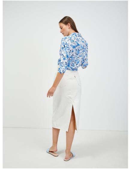 Bílo-modrá květovaná košile s uzlem