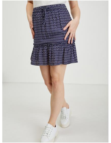 Tmavě modrá dámská vzorovaná sukně