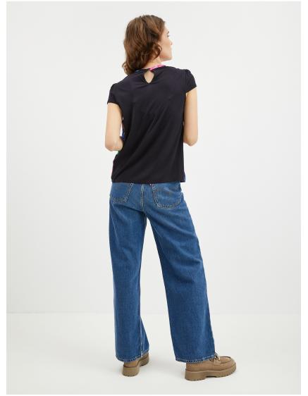 Růžovo-černá dámská květovaná halenka