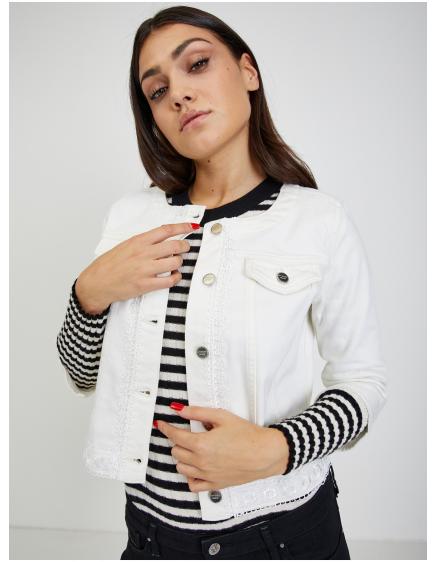 Krémová dámska džínsová bunda