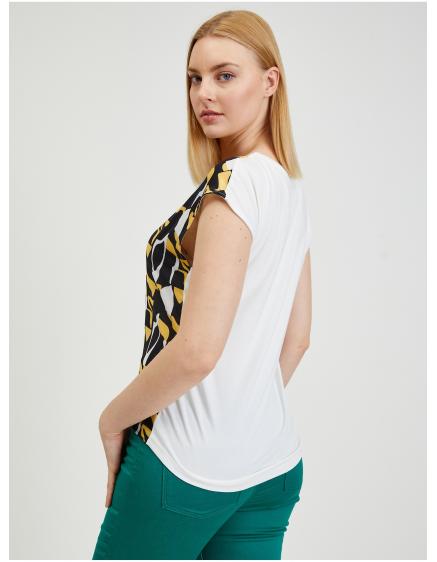 Žluto-modré dámské vzorované tričko