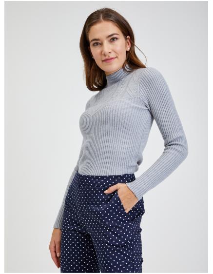 Tmavě modré dámské puntíkované zkrácené kalhoty