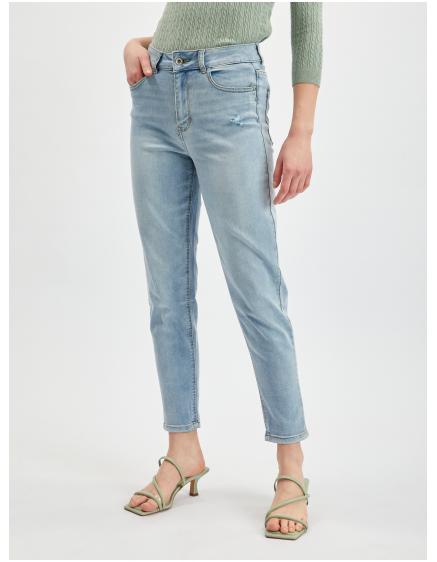 Világoskék női mom farmer