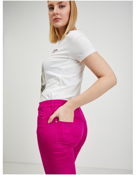 Tmavě růžové dámské zkrácené kalhoty