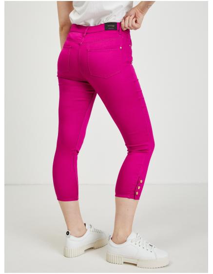 Tmavě růžové dámské zkrácené kalhoty