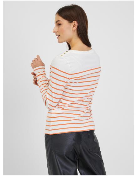 Oranžovo-bílé dámské pruhované tričko