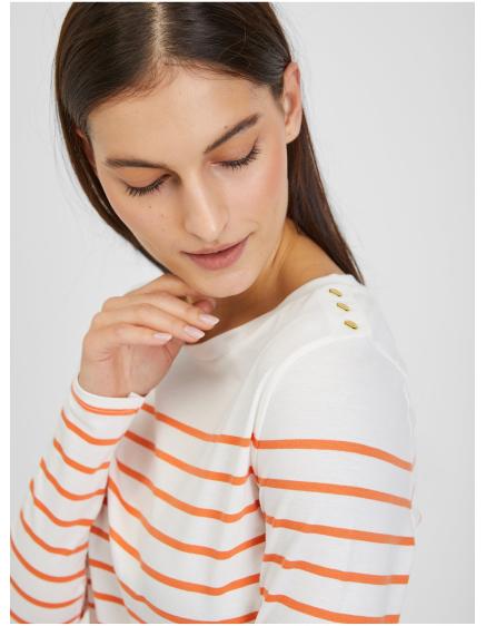 Oranžovo-bílé dámské pruhované tričko