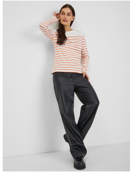 Oranžovo-bílé dámské pruhované tričko