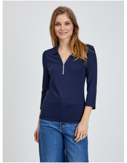 Tmavomodré tričko s trojštvrťovým rukávom