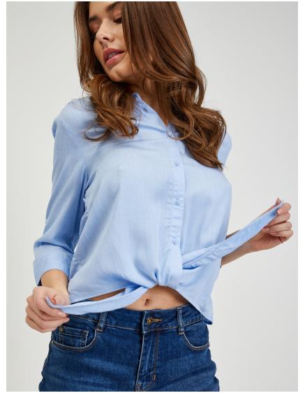 Modré dámské straight mid waist džíny