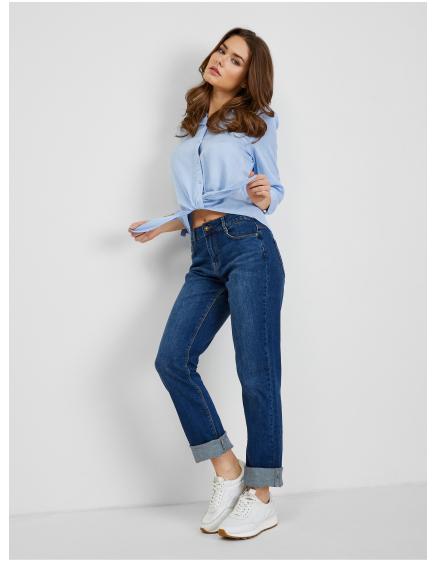 Modré dámské straight mid waist džíny