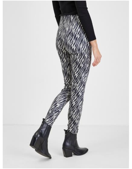 Bílo-černé dámské vzorované kalhoty v semišové úpravě