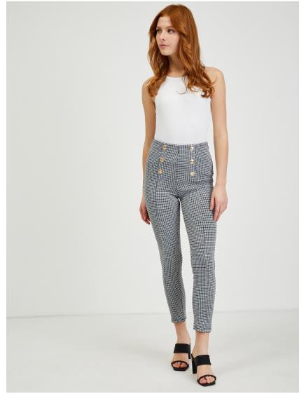 Bílo-černé dámské vzorované kalhoty