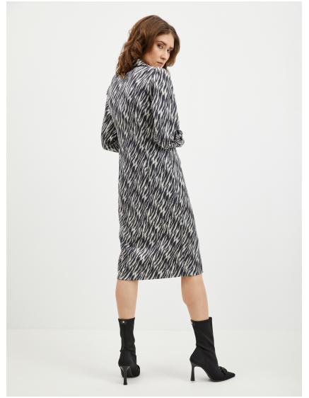 Béžovo-černé dámské vzorované košilové šaty v semišové úpravě ORSA 34