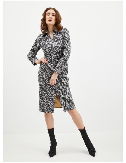 Béžovo-černé dámské vzorované košilové šaty v semišové úpravě ORSA 34