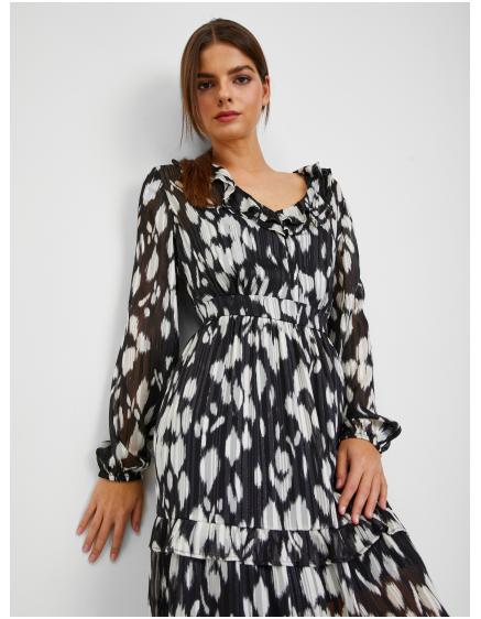 Bílo-černé dámské vzorované šaty