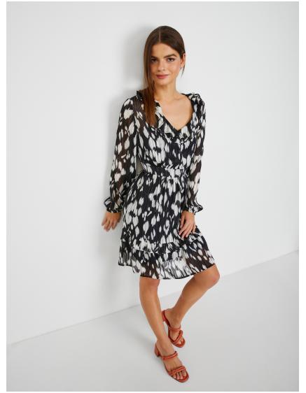 Bílo-černé dámské vzorované šaty