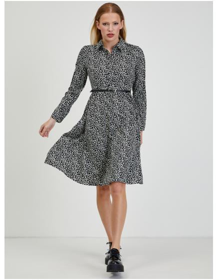Bílo-černé dámské vzorované šaty
