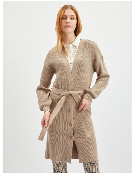 Bézs női hosszú kardigán