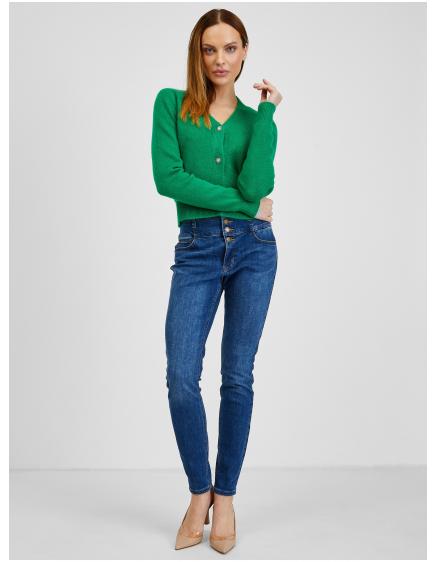 Zelený dámsky kardigán so zmesou vlny