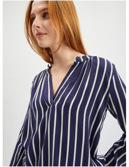 Bílo-modrá dámská pruhovaná halenka