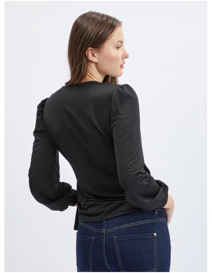 Čierna dámska zavinutá blúzka