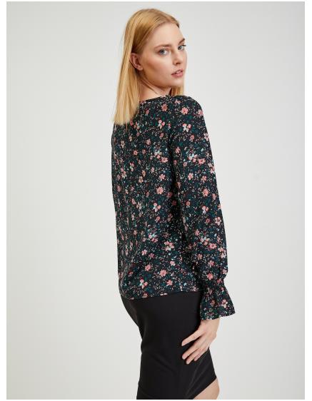 Čierna dámska kvetinová blúzka