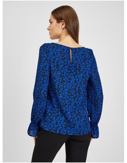 Černo-modrá dámská květovaná halenka