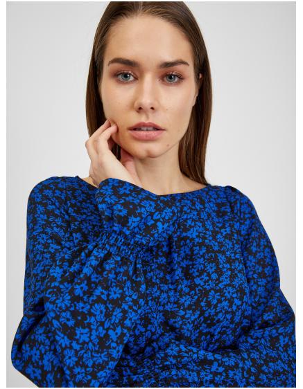 Černo-modrá dámská květovaná halenka