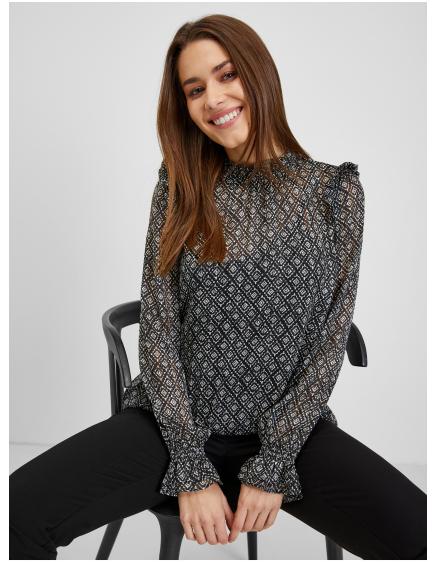 Čierna dámska vzorovaná blúzka