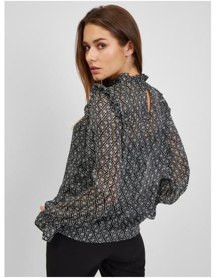 Čierna dámska vzorovaná blúzka