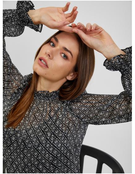 Čierna dámska vzorovaná blúzka