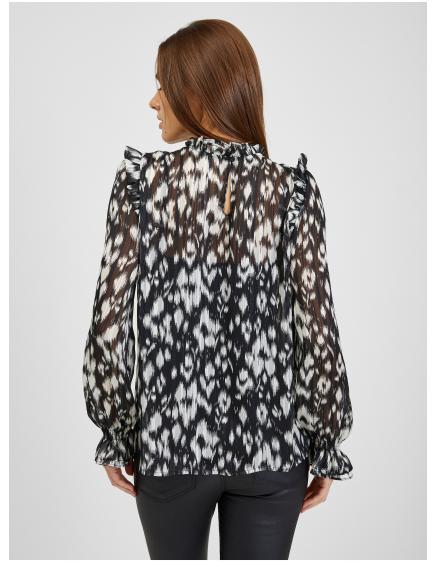 Bílo-černá dámská vzorovaná halenka