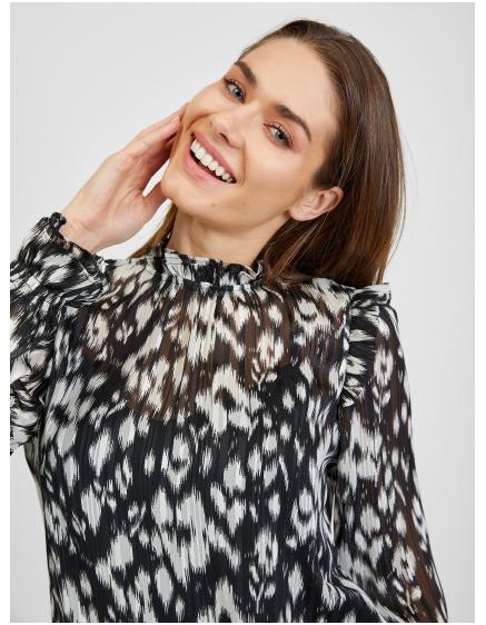 Bílo-černá dámská vzorovaná halenka