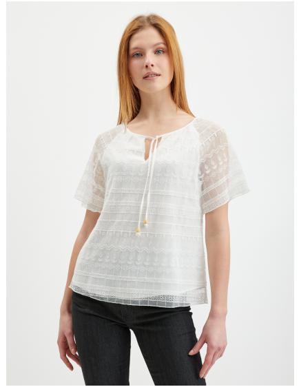 Biela dámska čipkovaná blúzka