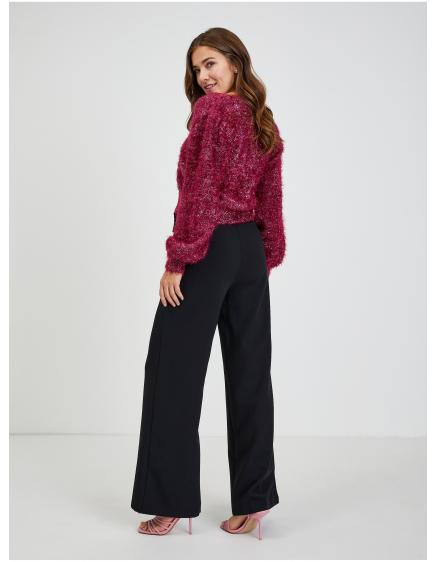 Vínny dámsky kardigán s kovovými niťami