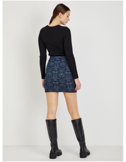 Tmavě modrá dámská vzorovaná mini sukně