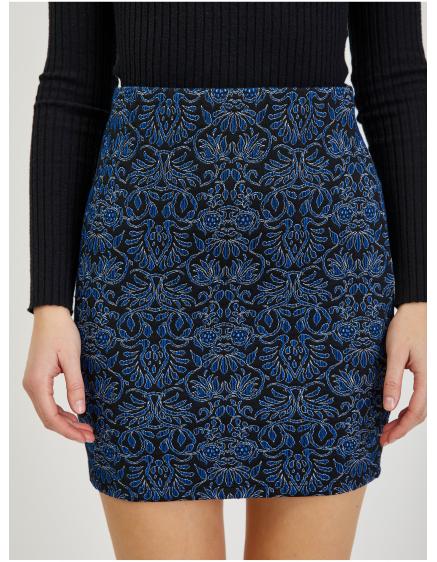 Tmavě modrá dámská vzorovaná mini sukně