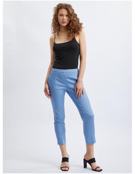 Modré dámske trojštvrťové nohavice s bodkami