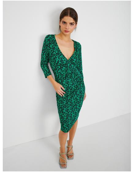 Čierno-zelené dámske kvetované šaty