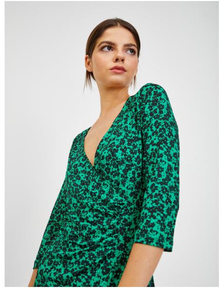 Čierno-zelené dámske kvetované šaty