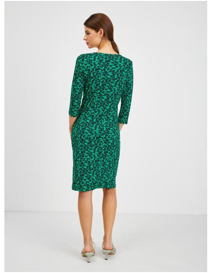 Čierno-zelené dámske kvetované šaty