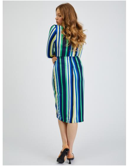 Zeleno-modré dámské pruhované šaty
