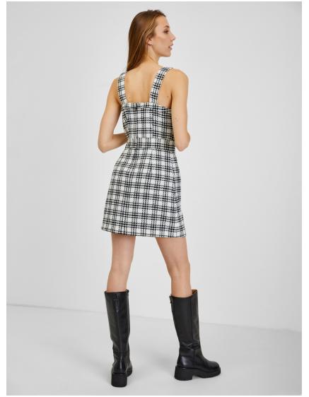 Černo-bílé dámské kostkované šaty