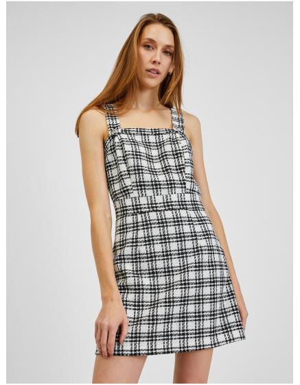 Černo-bílé dámské kostkované šaty