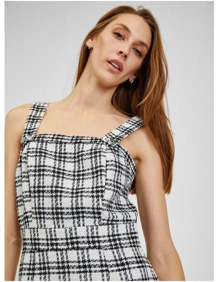 Černo-bílé dámské kostkované šaty