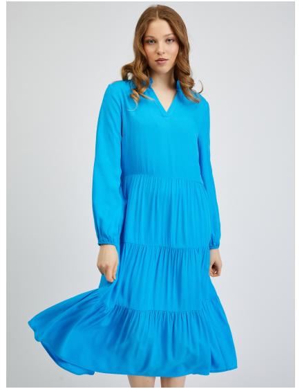 Modré dámske maxi šaty