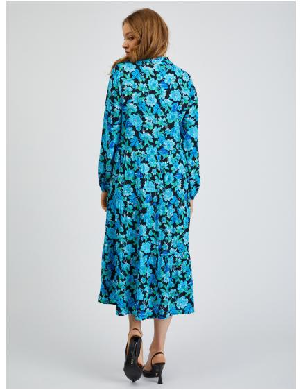 Čierno-modré dámske vzorované šaty